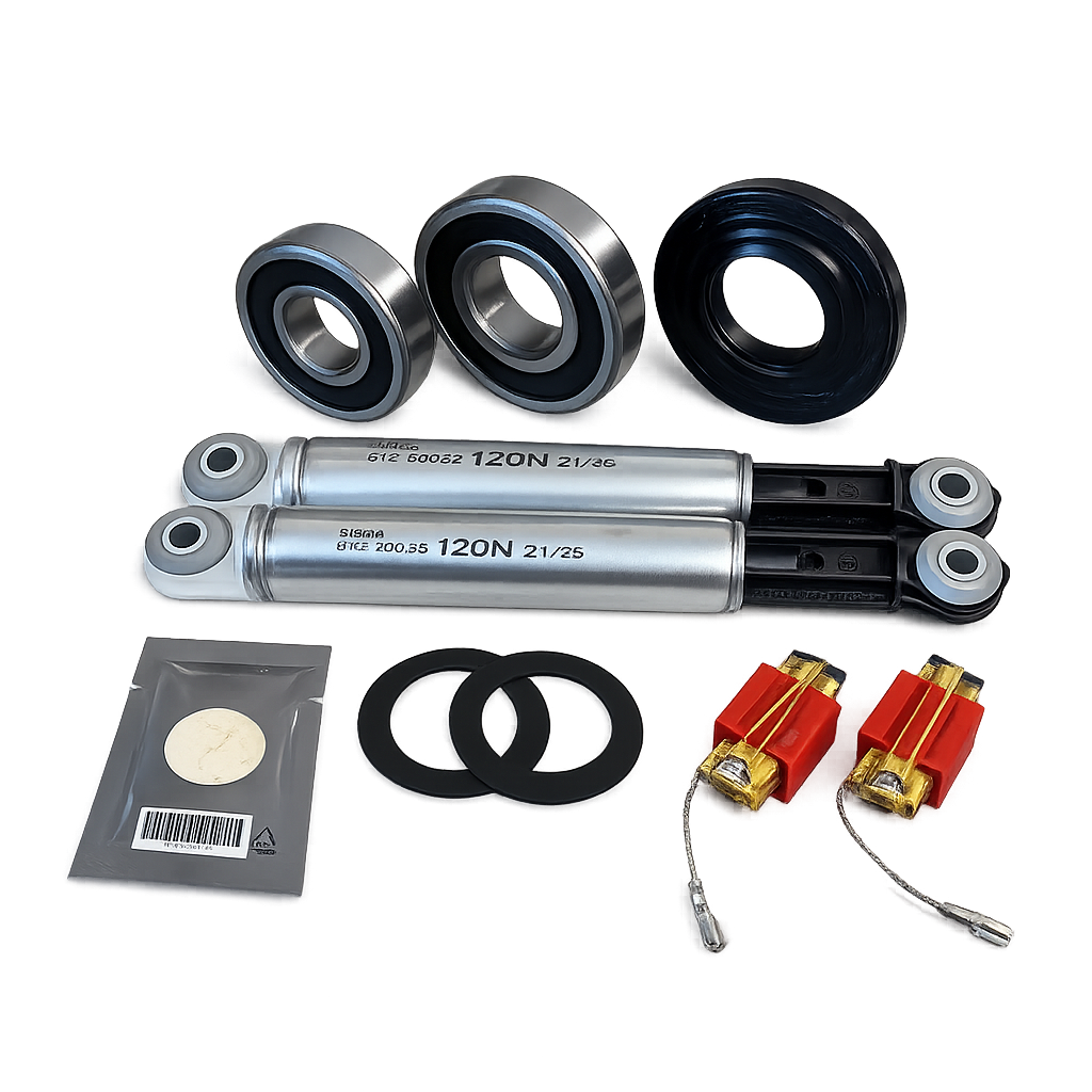 Miele alternativ SKF RS Trommellager Fett Waschmaschine W700–W900 mit original Suspa Stossdämpfer und MRT Kohlebürsten