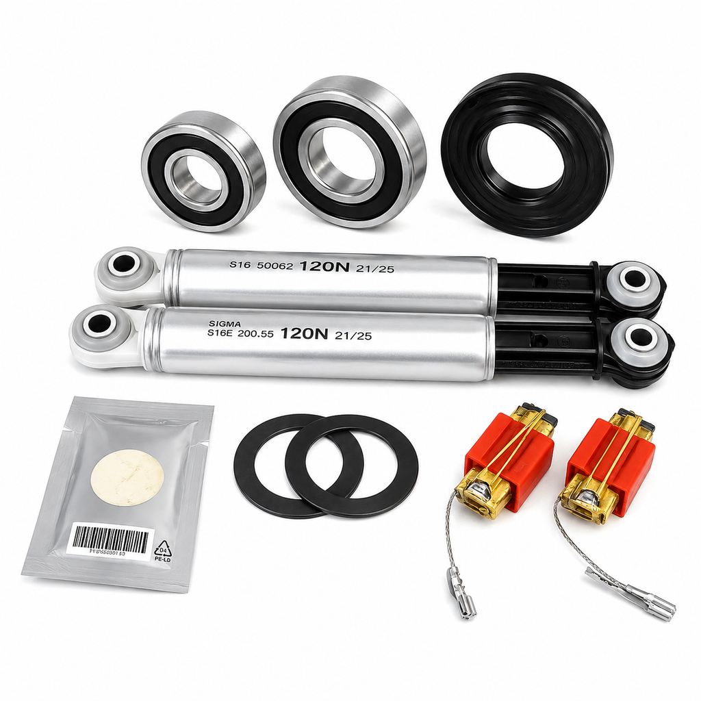 Miele alternativ SKF RS Trommellager Fett Waschmaschine W700–W900 mit original Suspa Stossdämpfer und MRT Kohlebürsten