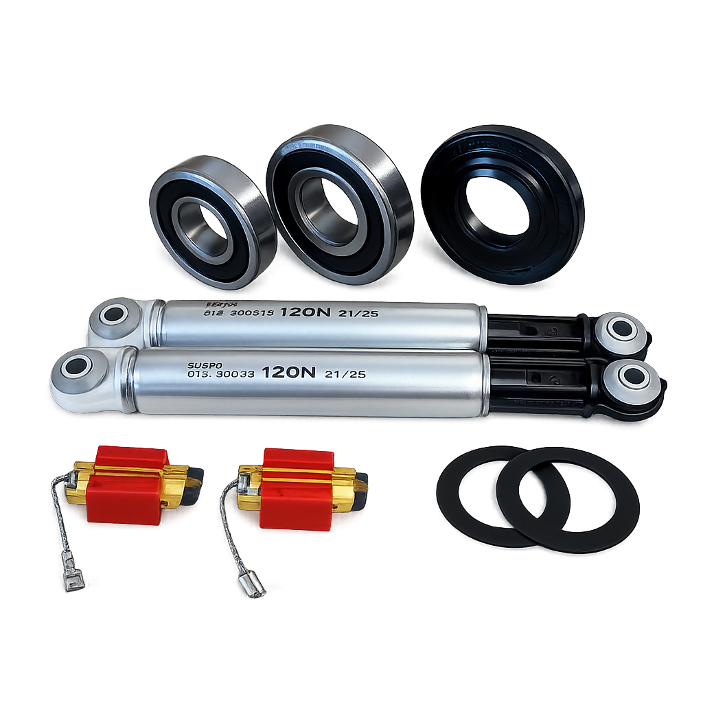 Miele alternativ SKF RS Trommellager Waschmaschine W700–W900 mit original Suspa Stossdämpfer und MRT Kohlebürsten